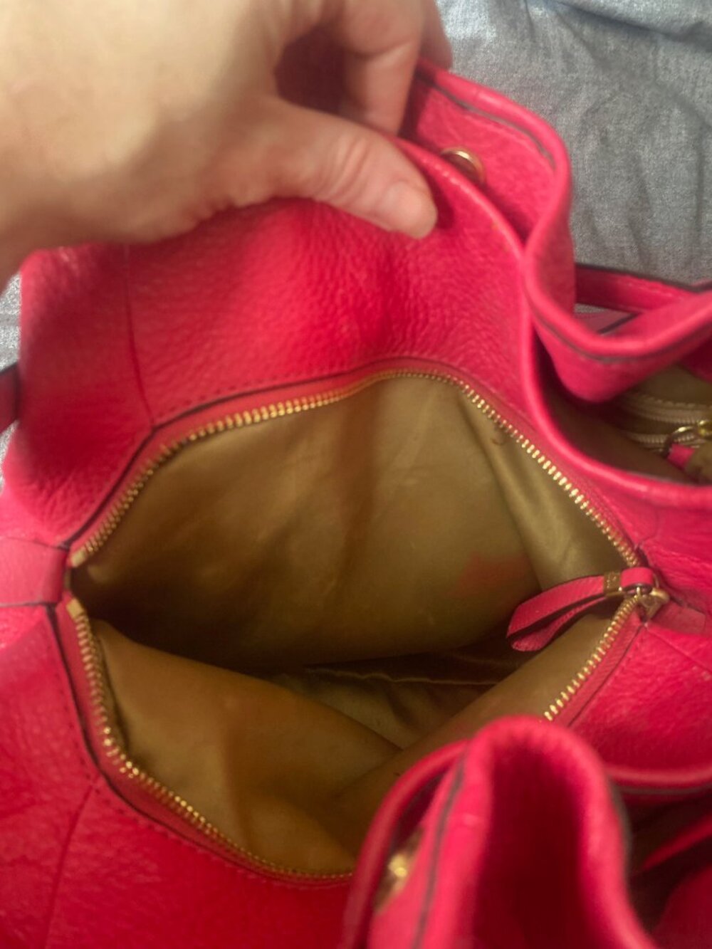 Coach Pink Pebbled Leather Shoulder Tote Handbag - Picture 3 of 6